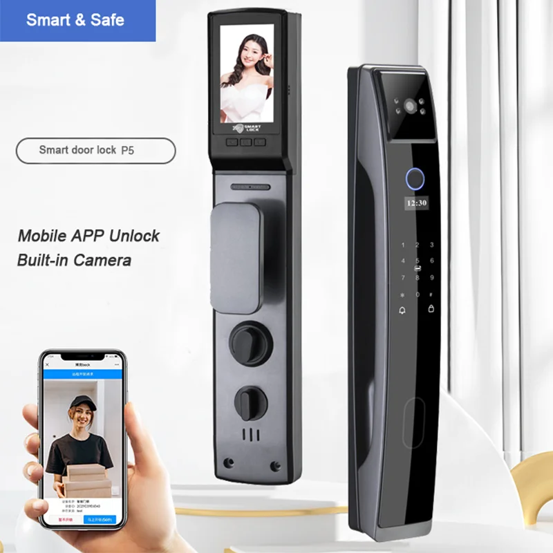 

Full Automatic Smart Door Lock WiFi APP Remote Control Fingerprint Password Digital Door Lock With Camera
