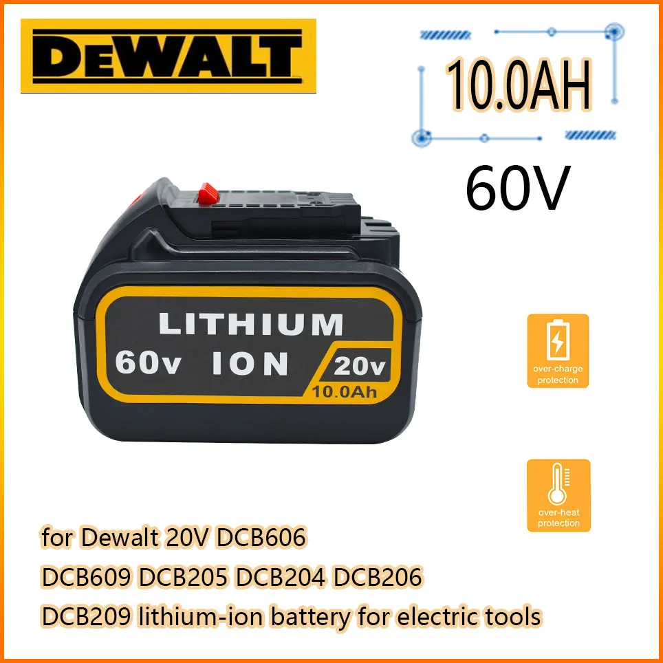 

Dewalt 60V 1.0AH 12AH MAX Replacement Battery for Dewalt 20V DCB606 DCB609 DCB205 DCB204 DCB206 Power Tools Lithium Ion Battery