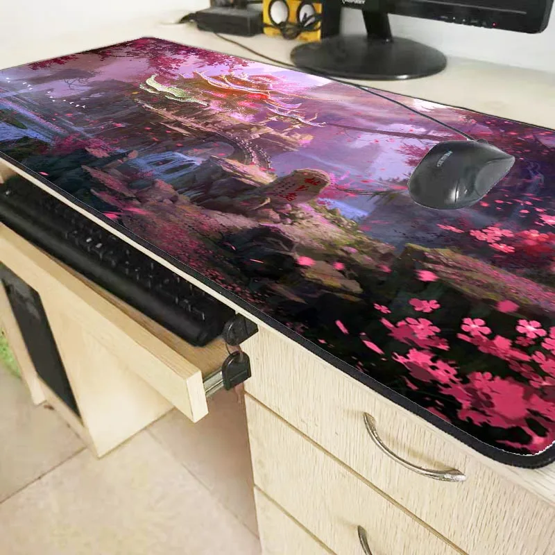 Японский коврик для мыши с цветами эстетический Настольный игровые аксессуары