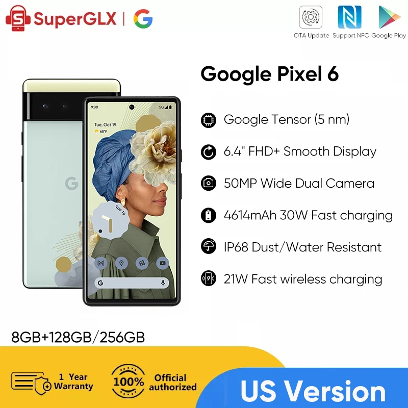 Original Google Pixel 6 5G Unlocked Smartphone 8GB RAM 128GB/256GB ROM 6.4