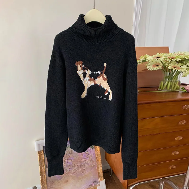 Новинка весна-осень 2024 новый однотонный Свободный Повседневный свитер с высоким