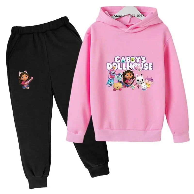 

Gabby‘s Dollhouse Kids Cartoon Cute Print Spring Autumn 2pcs Hoodie+Jogging Pants Tracksuits 3-13 Years Boys Girls Clothes Sets