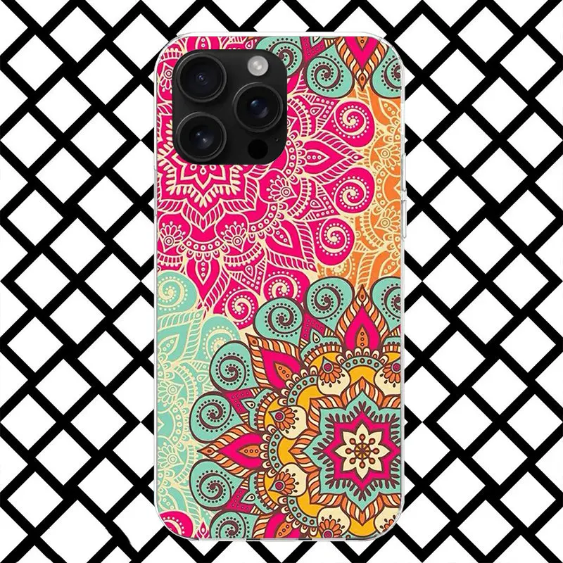 Фото Чехол для телефона с индийским узором Мандала для iPhone 17 Air, 16, 16E, 15, 14 Plus, 13 Mini, 12, 11 Pro Max, 7, 8 + SE 2020, мягкий чехол-накладка Fundas 17 A №3