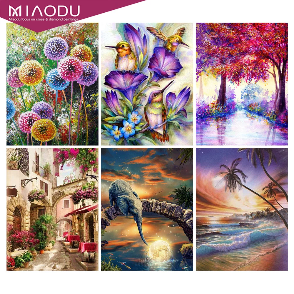 

Miaodu Diamond Painting Dandelion Art Rhinestone 5D DIY Diamond Embroidery Landscape Cross Stitch Needlework Decor For Home