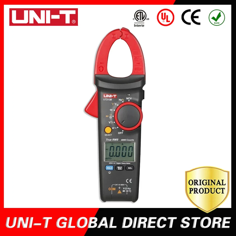 UNI-T UT213 Series UT213A/B/C 400A 600A Amperometric Clamp Capacitor Tester Ampere Meter Current Measuring Pliers True RMS tools