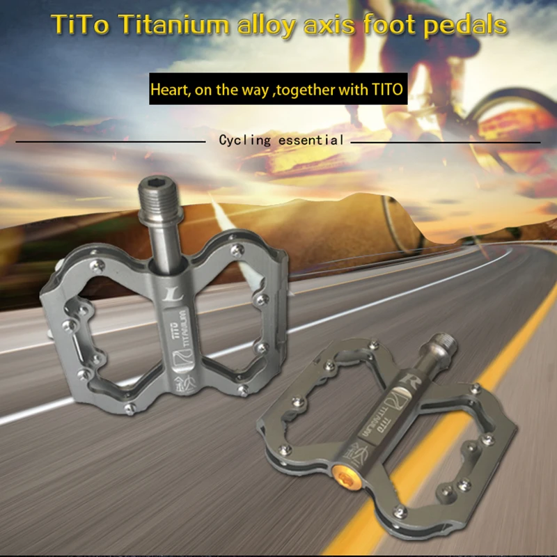 

TiTo Ultralight Pedal titanium Bicycle pedal Titanium alloy axis bike pedals MTB Cycling Titanium Bike 1 pair titanium pedal