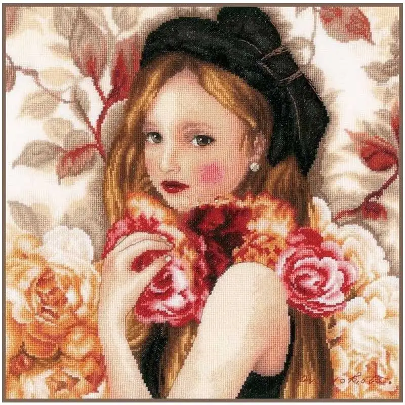 

The Rose Girl Patterns Counted Cross Stitch Sets 11CT 14CT 16CT 18CT DIY Handmade Cross Stitch Kits Embroidery Needlework Craft
