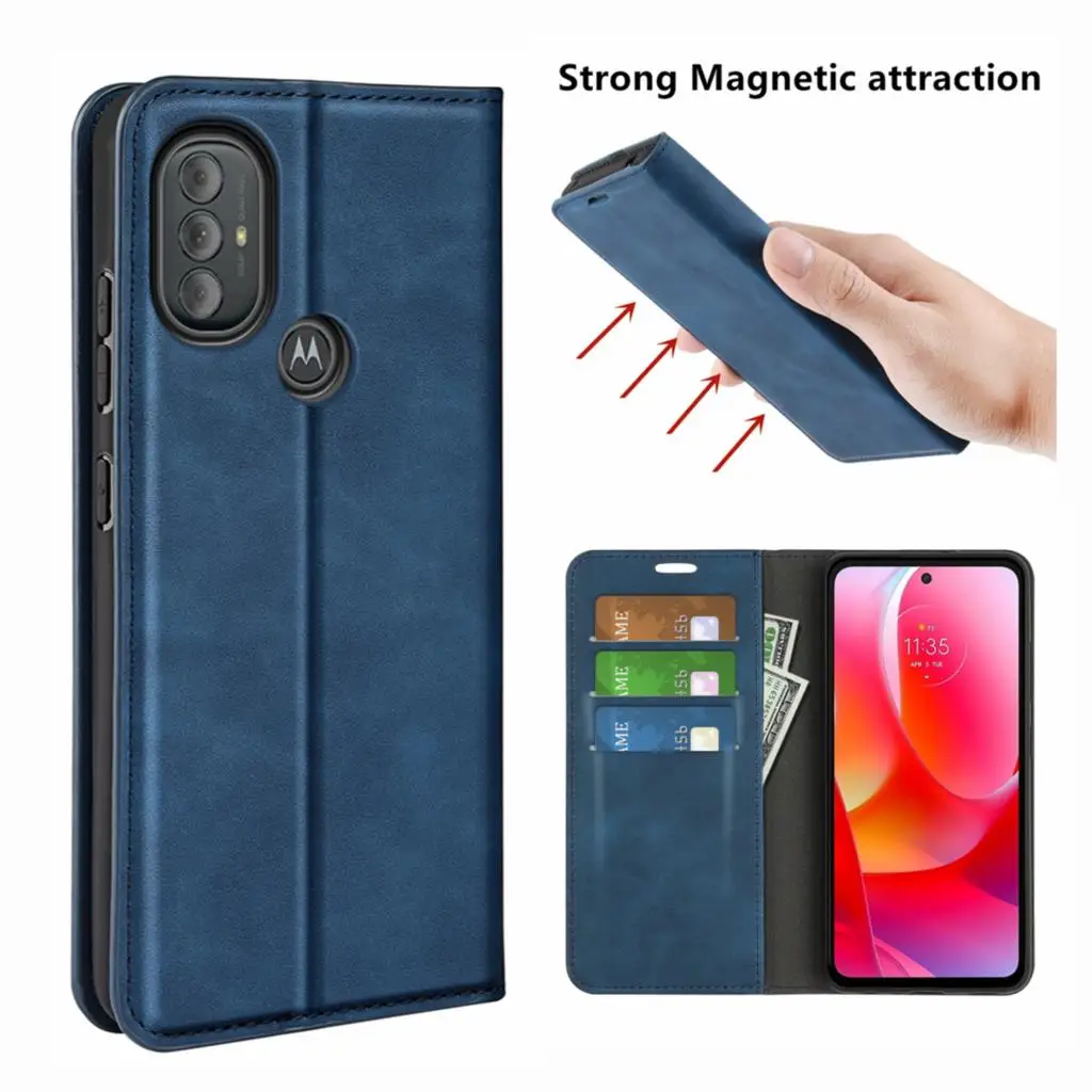 

Магнитный кожаный чехол для Motorola Moto G Power 2022, ретро-чехол, кошелек, деловые чехлы для телефонов, флип-чехол