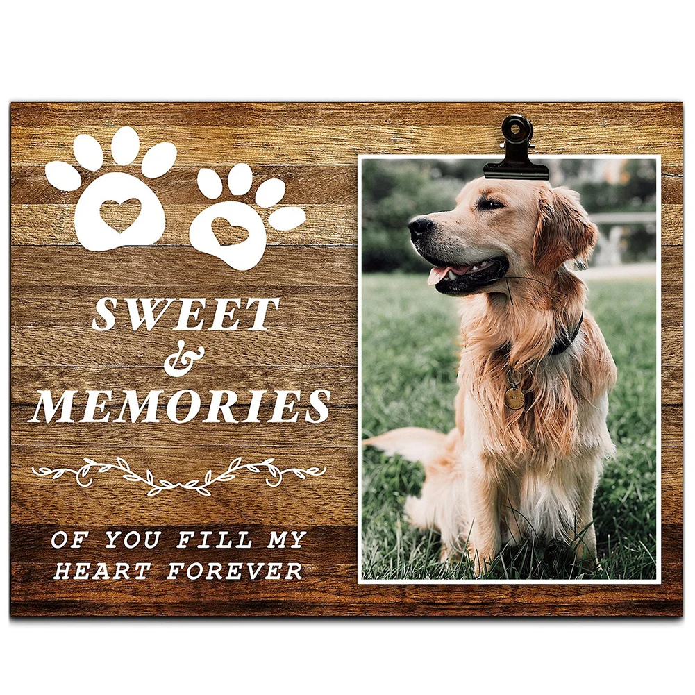 

Custom Wooden Picture Frames Dog Cat Passed Away Pet Loss Memorial Gifts Color Printing Photos Home Wall Decor Desktop Ornament