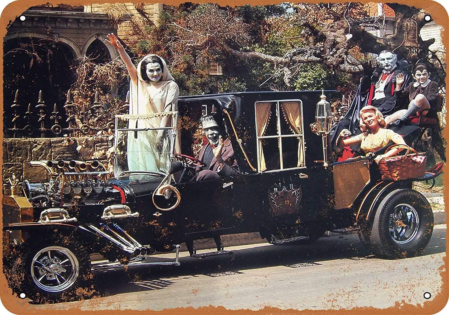 Keviewly 1964 Munsters Koach комикс металлическая жестяная вывеска 12 х 8 дюймов ретро