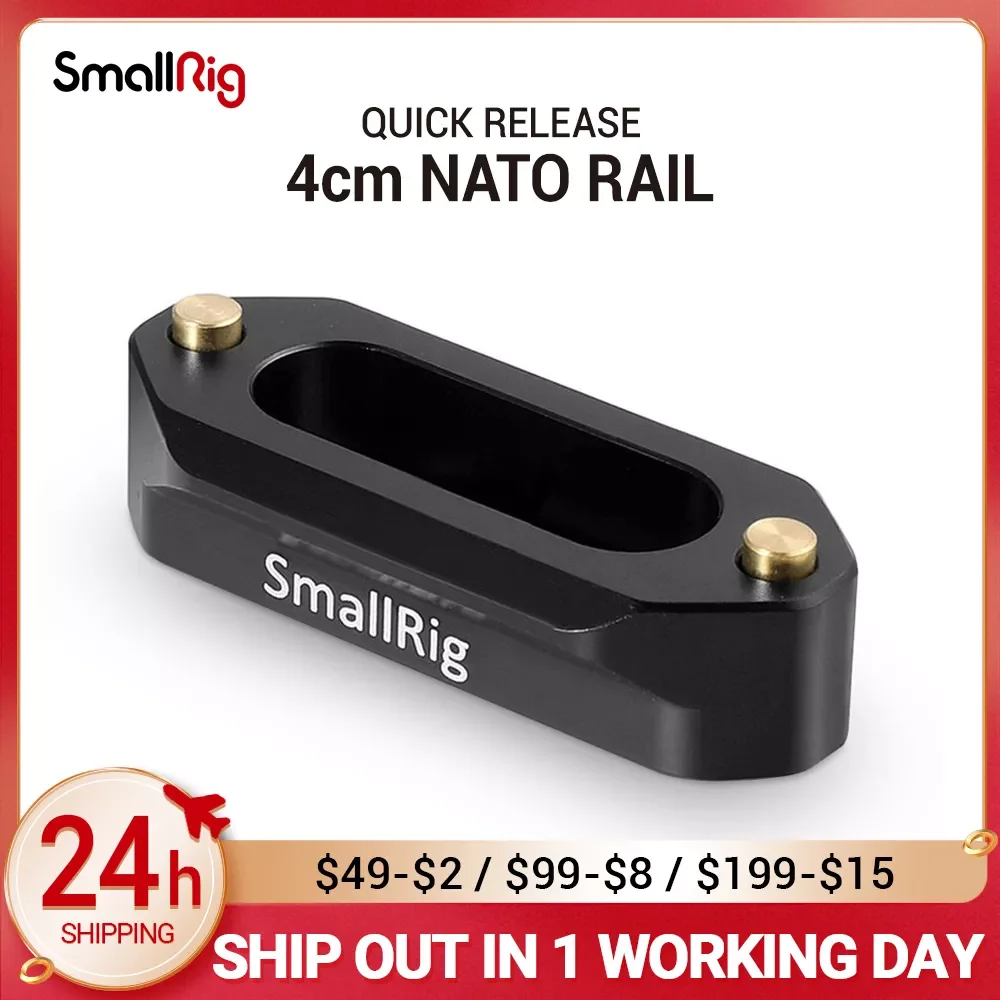

SmallRig Camera Quick Release Safety Rail 4cm 1.57 Inches Long with 1/4'' Screws For Nato Handle EVF Attach - 1409