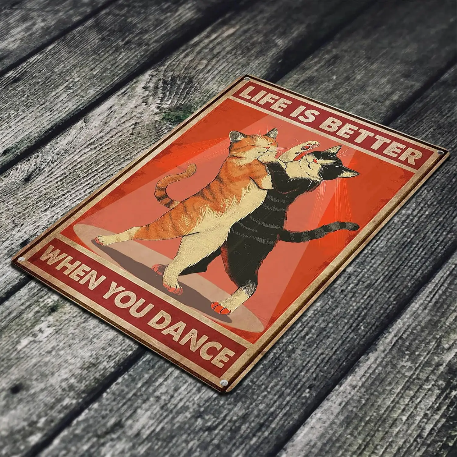 Vntge Ct Decor nsprtonl Wll rt Dnce Sgn - Lfe s Better When You Rustc Home Room Decorton для Dncer Lovers 8X12 nches