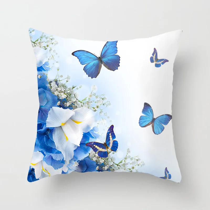 

Flower Butterfly Cushion Cover Throw Pillowcovers 45*45 Pillow Covers Decorative Cojines Decorativos Para Sofa Home Decor
