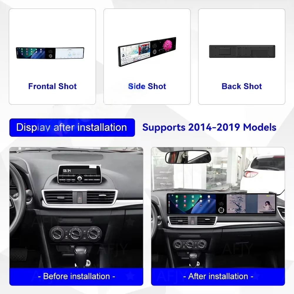 Фото Двухэкранный GPS-навигатор Qualcomm 12.3 дюйма на Android 14 для Mazda Axela 2014-2019, мультимедийный проигрыватель, автомобильная магнитола №2