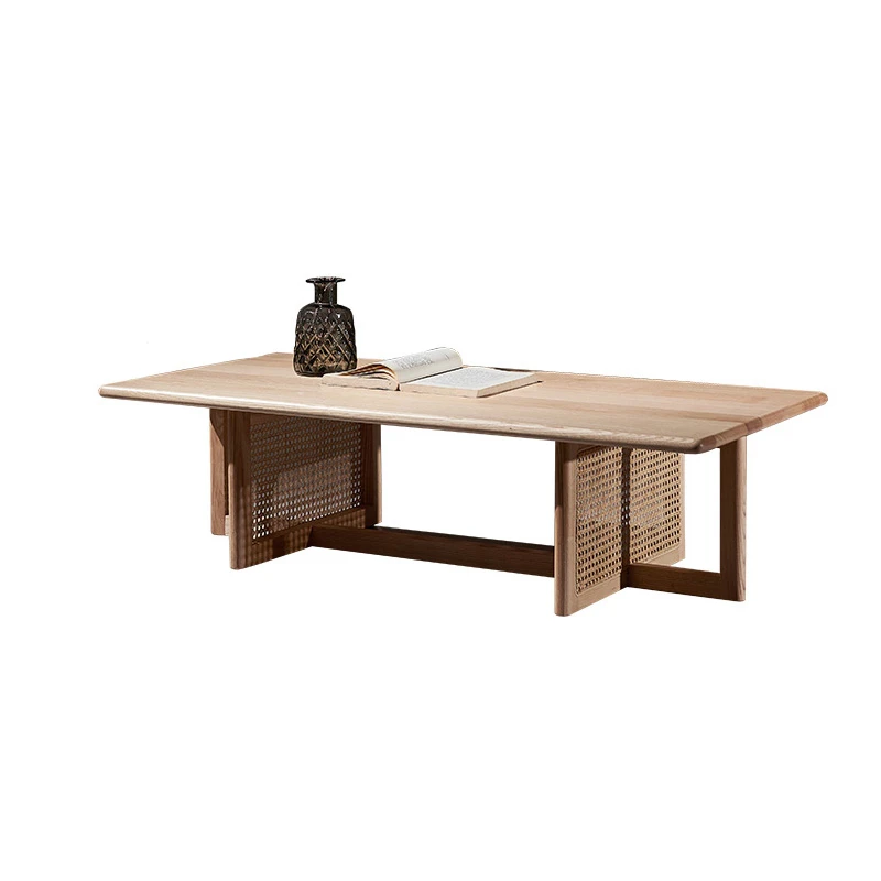 

Скандинавский чайный столик из массива дерева, простой чайный столик из необработанной древесины для гостиной и балкона, скандинавский деревянный чайный столик из белого воска