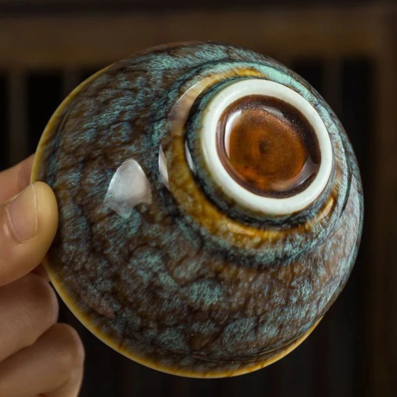 5 шт. разноцветная фарфоровая чайная чашка Fambe большая керамика Kung Fu Temmoku Glaze