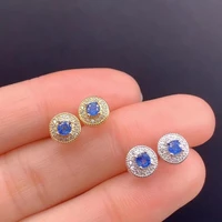 natural sapphire stud earrings womens jewelry 33mm size 925 silver jewelry birthday gift