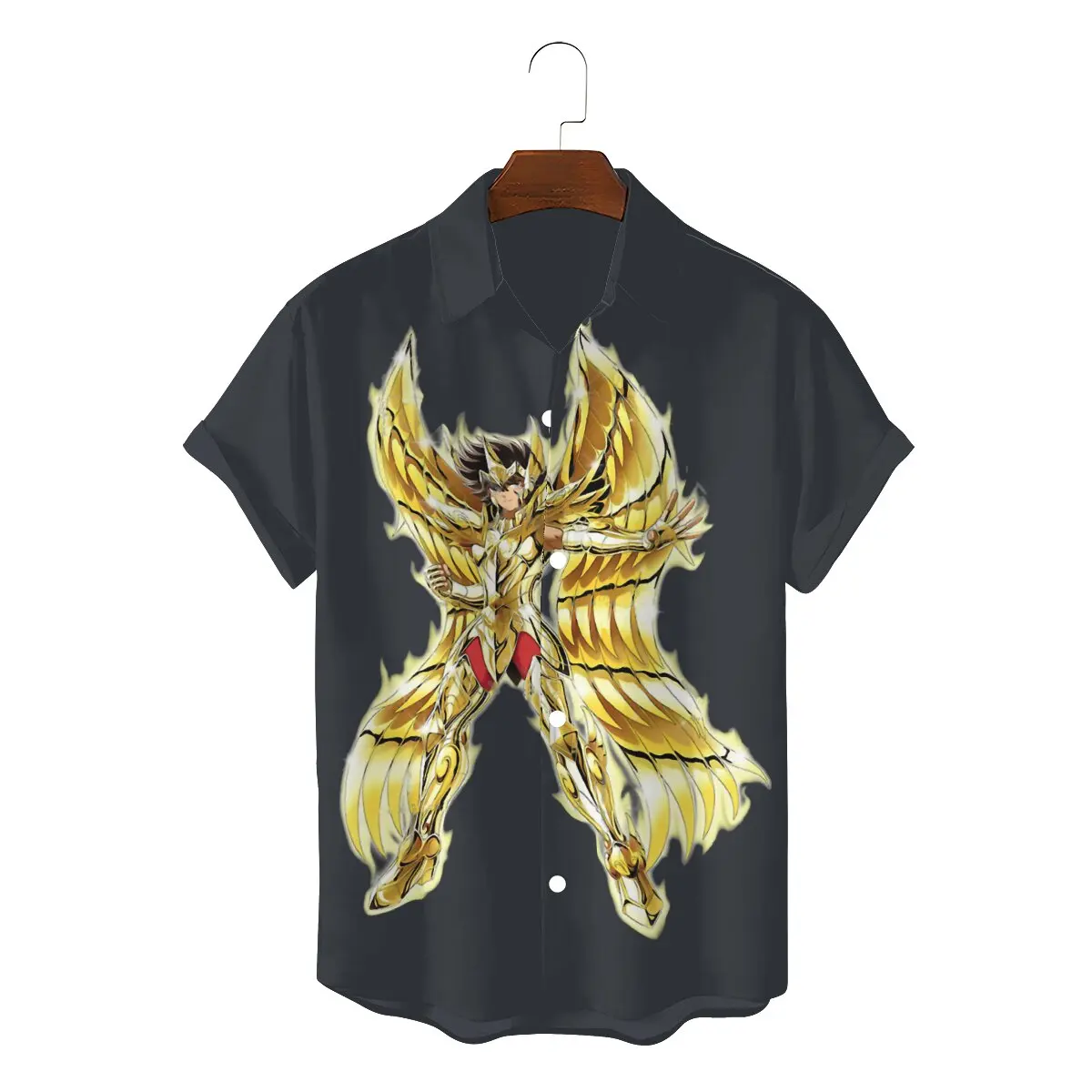 

Saint Seiya Knights of the Zodiac Cosmo Athena Anime Newest Hawaii Shirt for Men Myth Cloth Sagittarius Square Neck 3D Shirt