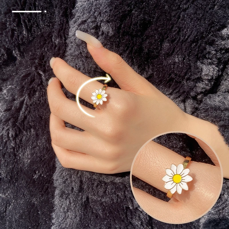 Вращающееся кольцо с ромашками для беспокойства свободно вращающиеся