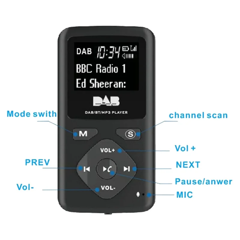Портативное FM/DAB цифровое Bluetooth-радио Персональный карманный FM-мини-радио MP3-плеер