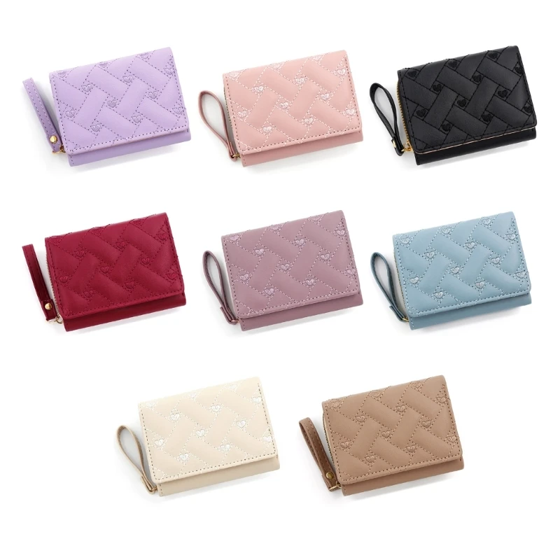 

Fashion Women Short Wallet Small Zipper Trifold Wallet Lady Girls PU Leather Credit Card Holder Purse Change Pocket Money Bag