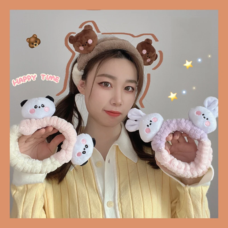 

Wash Face Hair Holder Hairbands Soft Warm Coral Fleece Cartoon Animal Headband For Women Girls Turban Fashion Hair Accessories