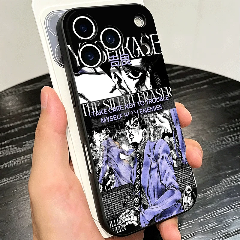 Фото Чехол JoJo Adventure Cool Soft для iPhone 11 13 14 15 16 Pro Max 17 Air 16E 12 Mini 7, черный, задняя крышка №4