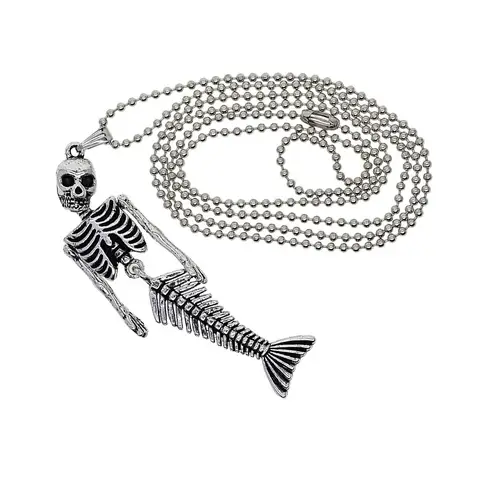 Ожерелье-цепочка из бисера на Хэллоуин с подвеской в виде скелета русалки