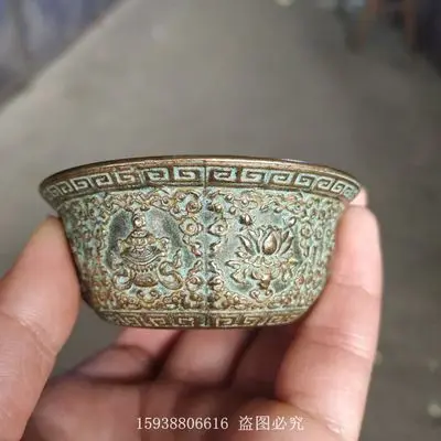 Изысканная Античная зернистая латунь зеленый цвета ржавчины Babao Bowl и орнамент