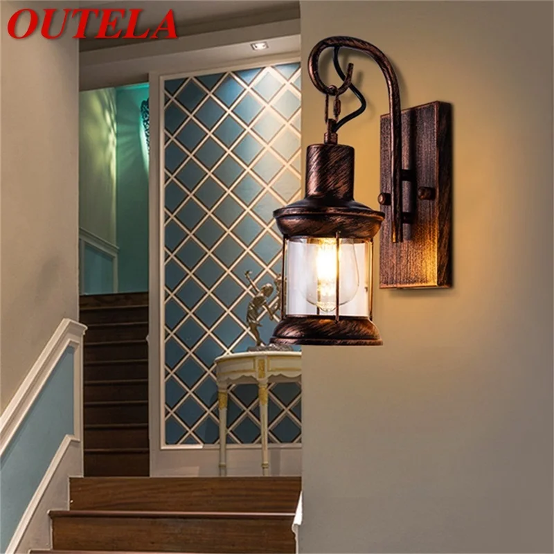 

OUFOULA Classical Wall Lamp Indoor Bronze Retro LED Fixtures Lighting Loft Industrial Design Sconce