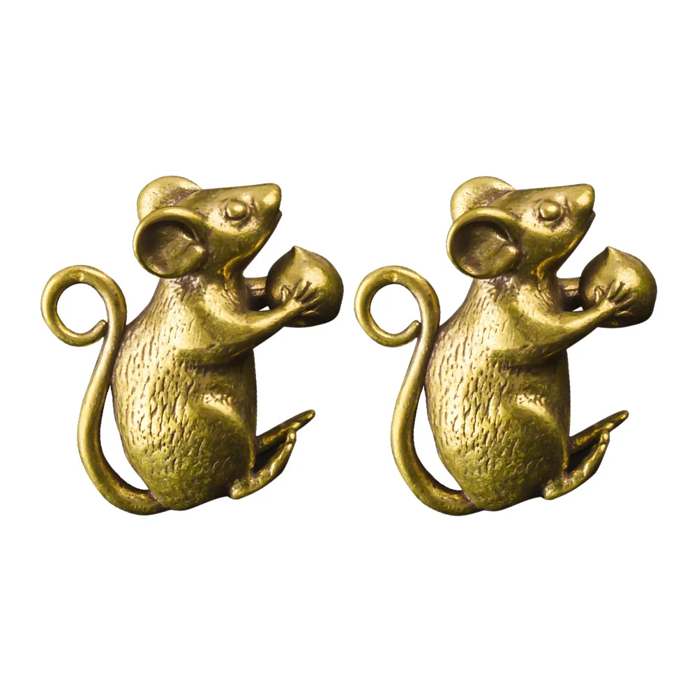 

Pendantkey Charm Chain Brass Zodiac Figurine Ornamentkeychain Golden Gift Chinese Statuesculpture Desktop Mini