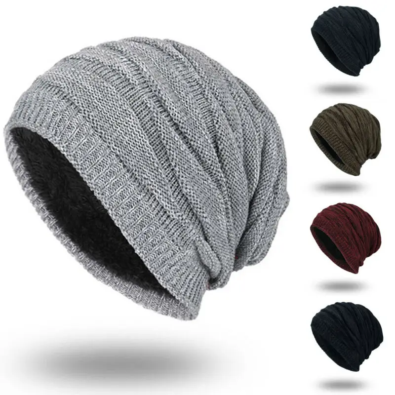 

Women Men Unisex Autumn Winter Warm Hat Hip-hop Knit Baggy Beanie Stretchy Ski Slouchy Thick Cap Casual Bomber Hats