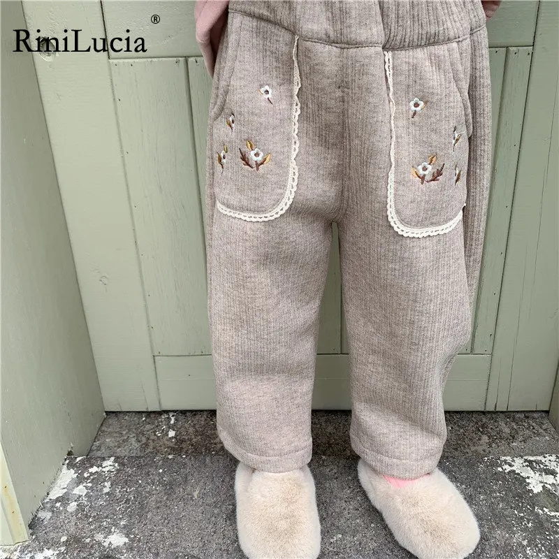 

Kids Baby Pants for Girls Autumn Winter Embroidery Thick Warm Toddler Trousers Vestido Infantil Children Clothing