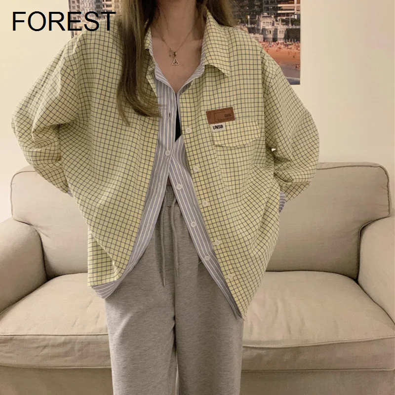 

Korean New Fashion Shirt For Women 's Thin Plaid Shirt Coat Spring And Autumn 2022 New Design Sense Small Long Sleeve Top