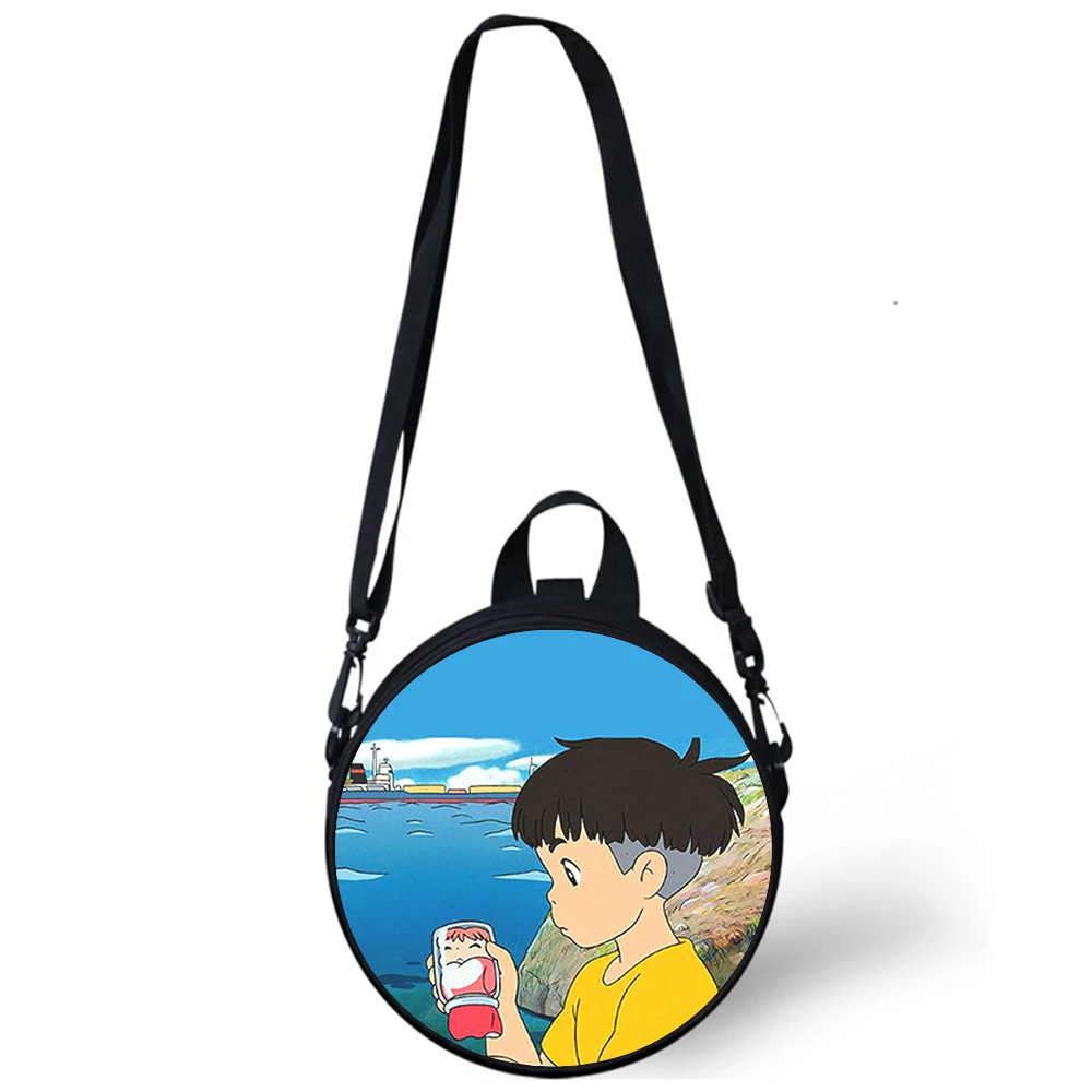 Ponyo on the Cliff anime Child kindergarten Bag 3D Print Crossbody Shoulder Bags For School Women Mini Round Bagpacks Rugtas Bag