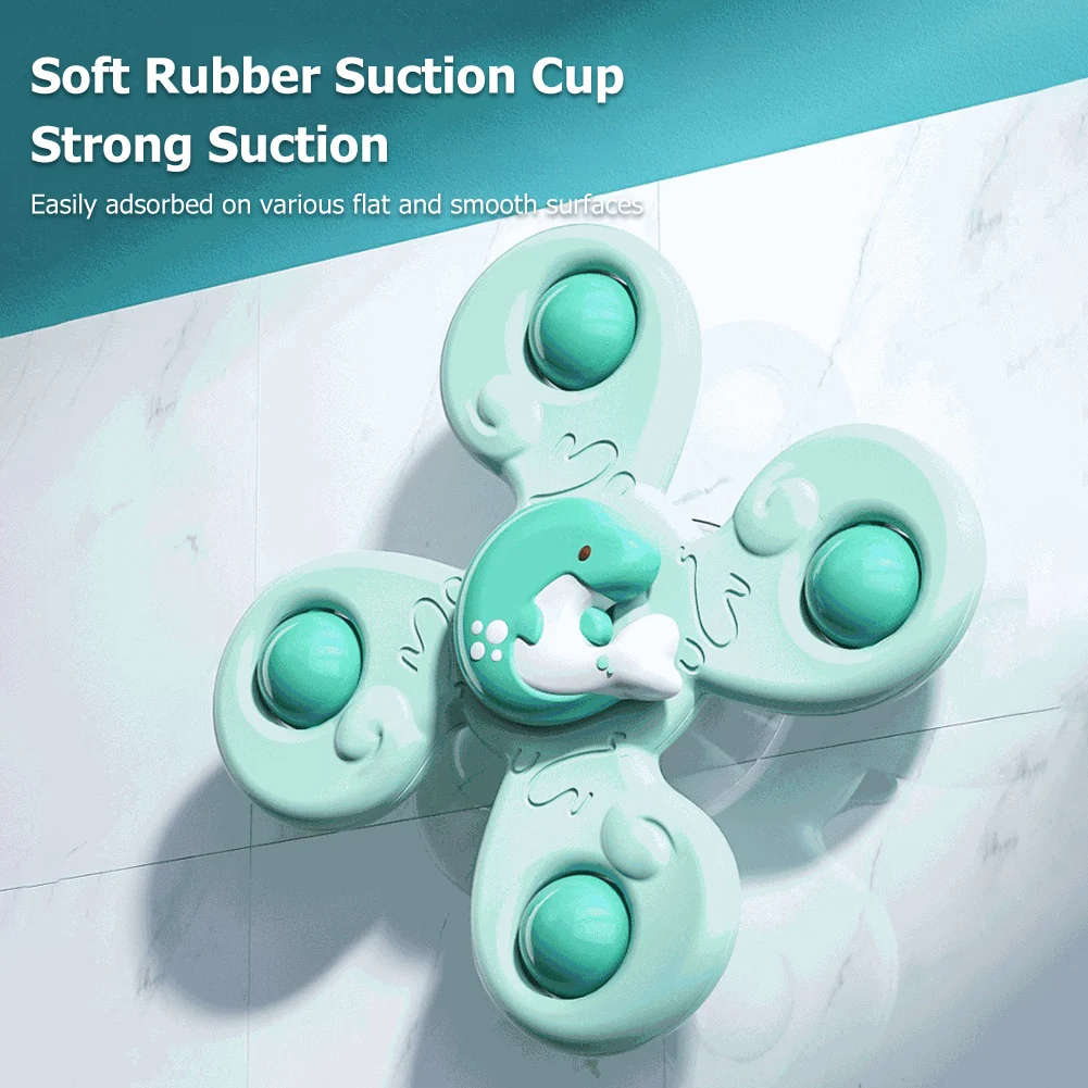 

3pcs Bathing Sucker Spinner Rotating Educational Games Suction Cup Toy Relief Stress Fingertip Toys Funny Developmental for Kids