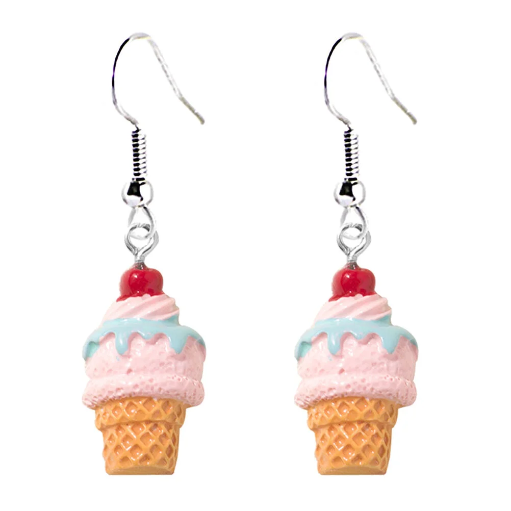 

2 Pairs of Ice Cream Pendant Eardrop Funny Women Ear Hook Creative Ear Dangler