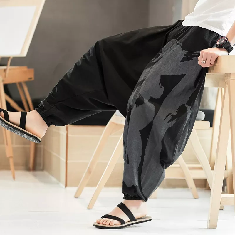 

Streetwear Casual Trousers 2021 Men Print Loose Jogger Sweatpants Male Harajuku Large Size 5XL New Vintage Men‘s Wied Leg Pants