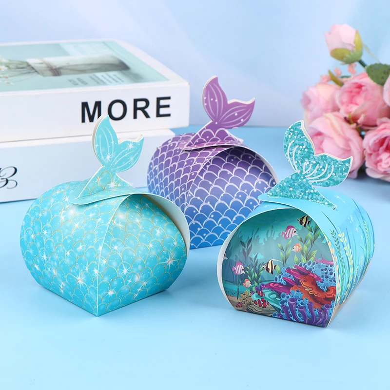 

25Pcs Mermaid Tail Little Mermaid Birthday Party Treat Bag Under the Sea Themed Goodies Bags Candy Boxes Small Gifts for Guests