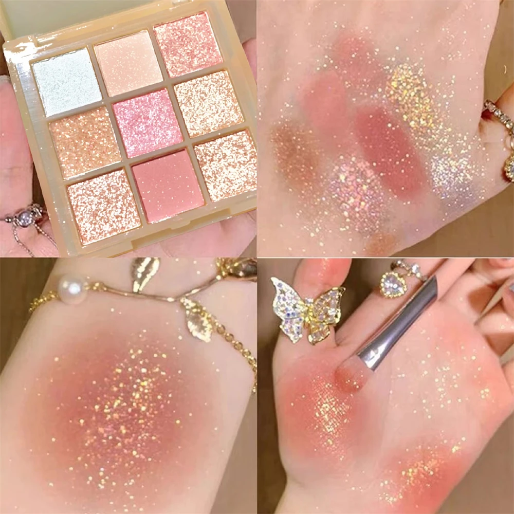 

9 Colors Eyeshadow Palette Matte Glitter Shimmer Soft Touch Long Lasting Waterproof Pigmented Brighten Eyes Makeup Cosmetics