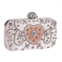 elegant european style luxury female diamond stone beaded clutch evening purse women flowers wedding evening handbags