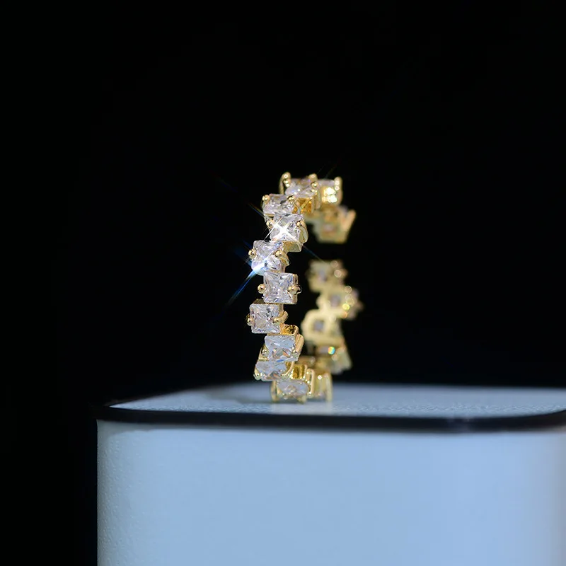 

2022 New Arrival French Style Square Zircon Adjustable Rings for Women Delicate Jewelry 14K Gold Plated Party Rings