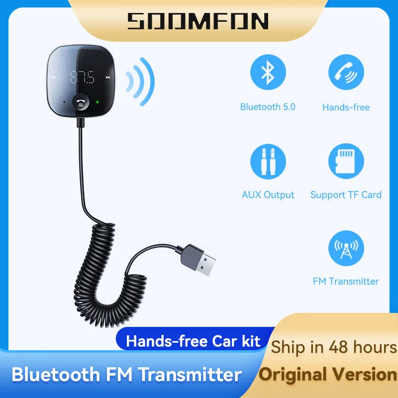 Фото Bluetooth 5 0 автомобильный аудио передатчик беспроводной FM-передатчик AUX приемник
