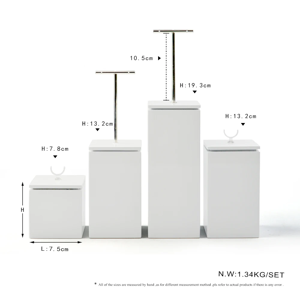 Oirlv Wooden Jewelry Display Wooden White Painted Jewelry Display Stand For Selling Rings Earrings Display Wooden Jewelry Stand