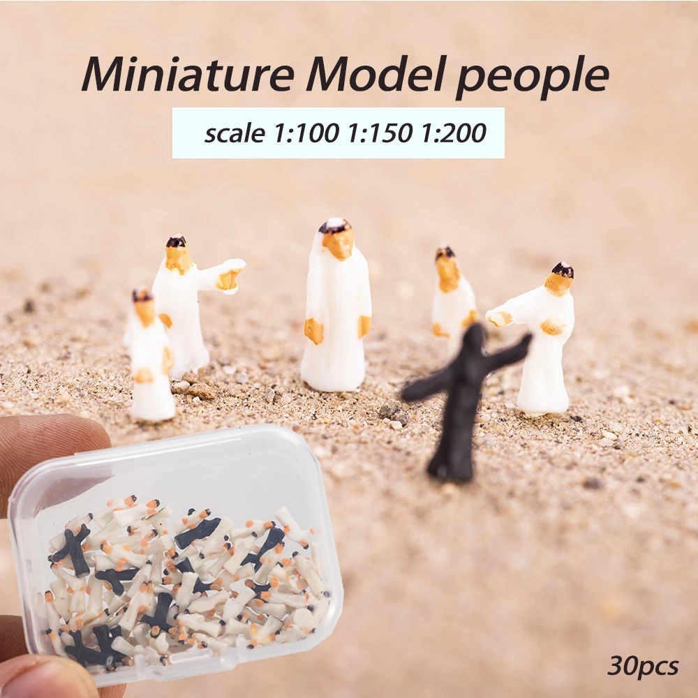

Scale 1:100-200 Miniature Arab People Model Painted Mix Man Figures For Sand Table Scene Layout Diorama Kit 30Pcs