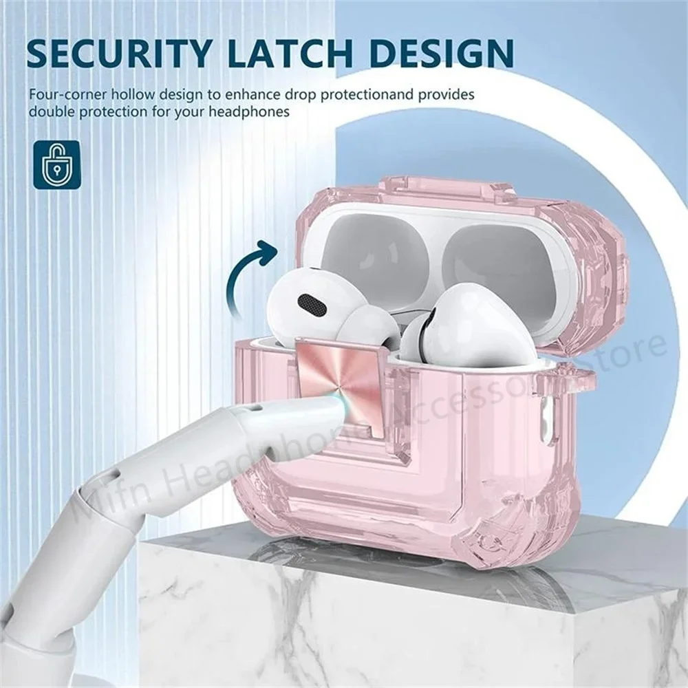 

New For AirPod 3 Secure Lock Transparent Earphone Case With Soft lanyard*keyring Anti-lost Protect Case For AirPods Pro 2