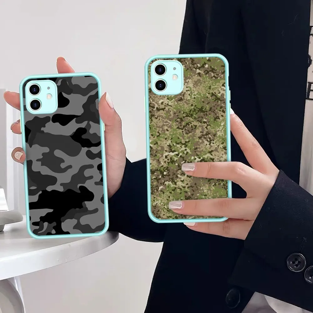 

Camouflage Pattern Phone Case For iPhone 14 X XR XS 7 8 Plus 11 12 13 pro MAX 13mini Matte Shockproof Case