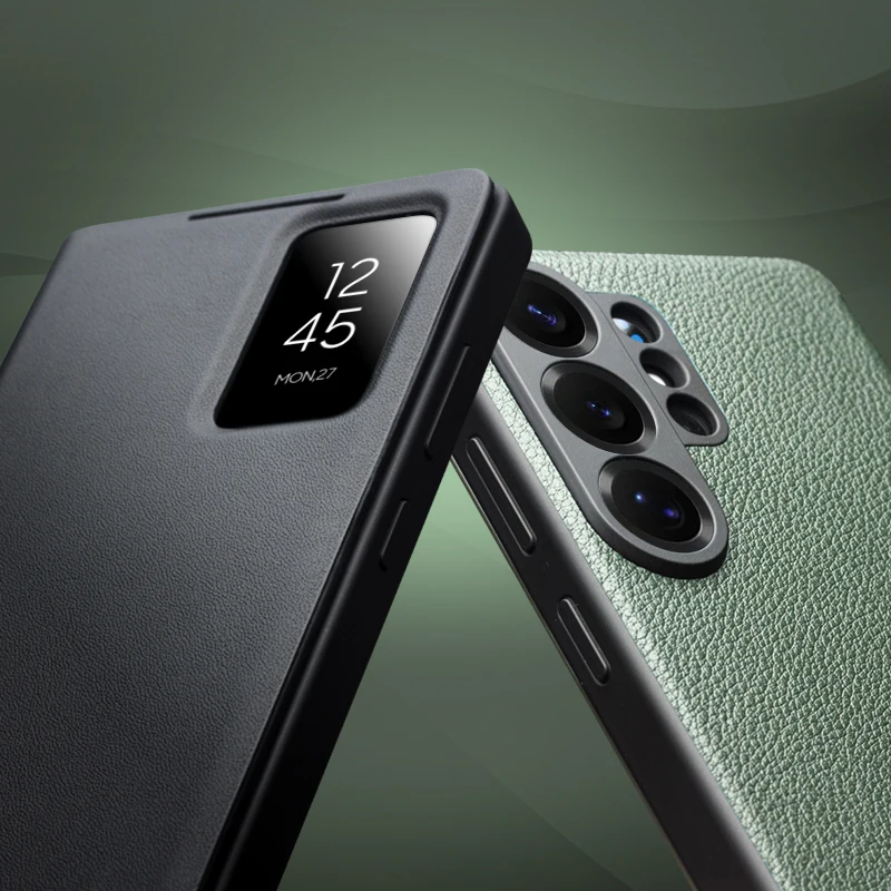 Фото Новые чехлы Qialino из натуральной кожи для Samsung Galaxy S26 S23 S24 Ultra Plus, легкий чехол для телефона с функцией Smart View для S25 Ultra №5