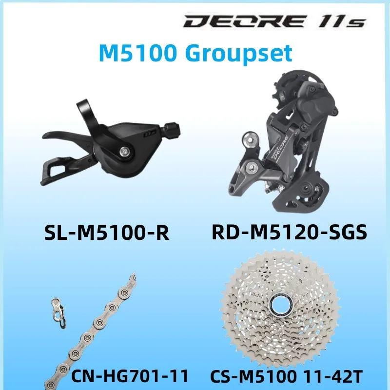 

DEORE M5100 11 Speed Groupset M5120 Rear Derailleur M5100 Shifter Cassette Sprocket 11-42T and CN-HG701 Chain