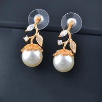 kioozol crystal leaf round pearl earring bridal wedding jewelry fashion earrings 2022 new ko2